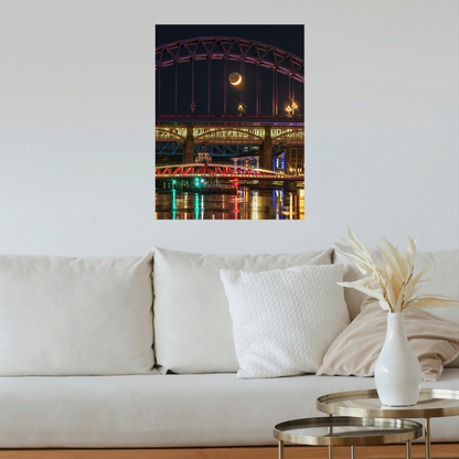 A Lovely Crescent Moon Between the Bars of the Tyne Bridge  by Steven Robinson