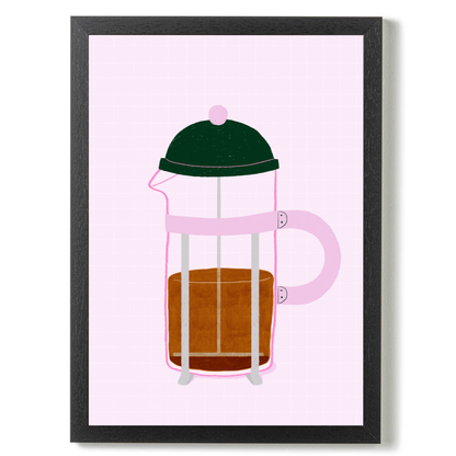 French Press Coffee Pink by Ani Vidotto