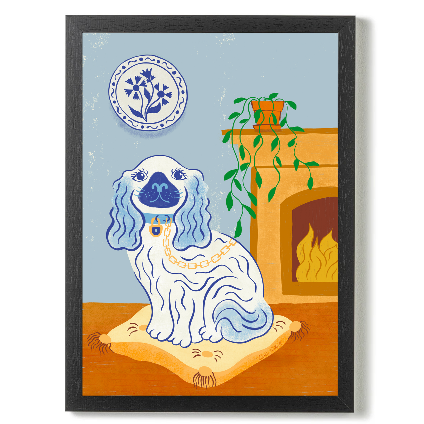 Blue Staffordshire Dog by Carrie Cantwell