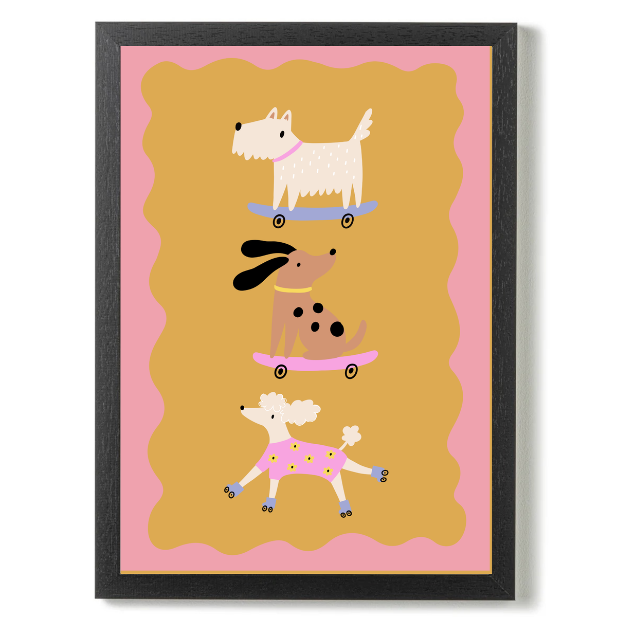 Roller Skating Dogs by Print Studio By Anya