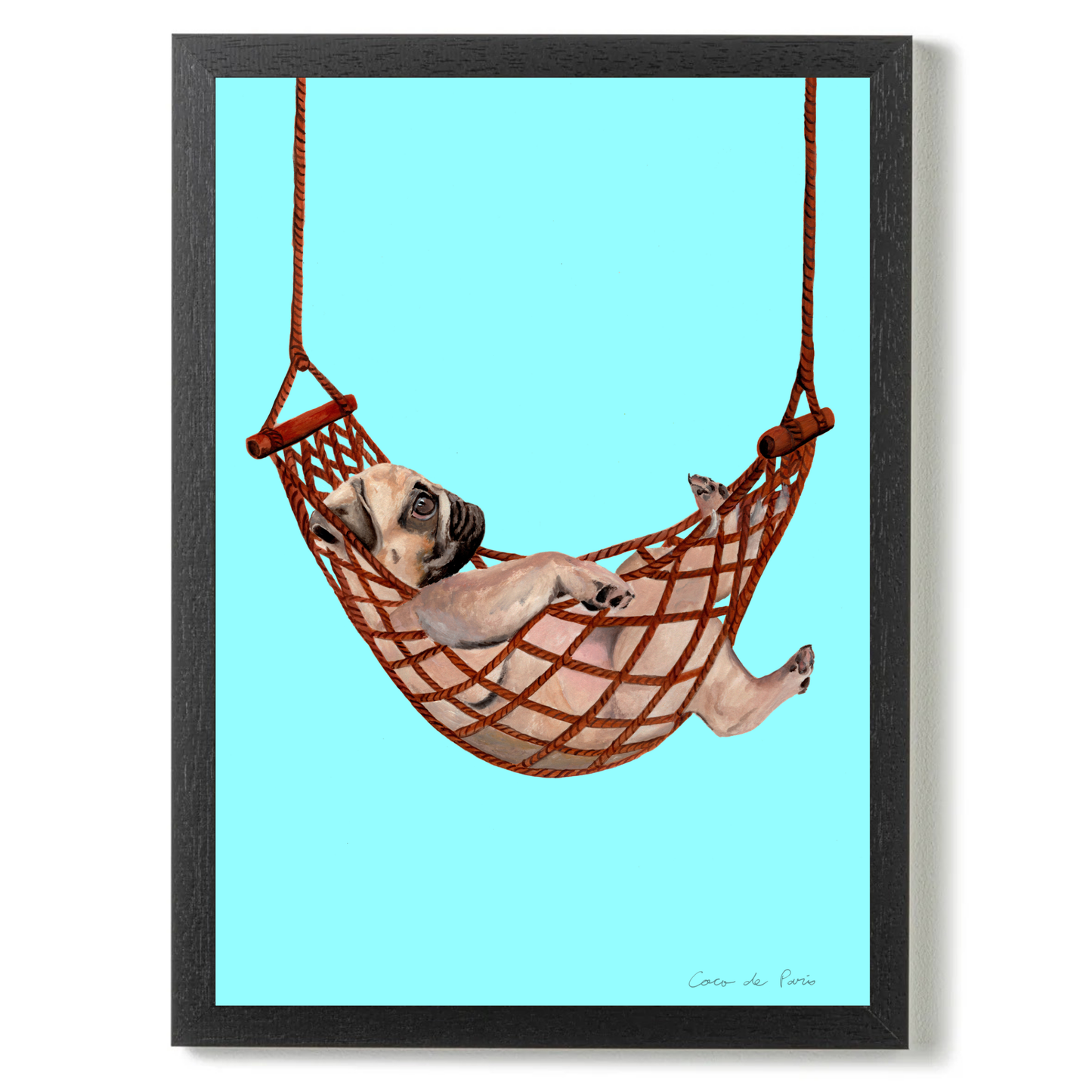 Pug in Hammock by Coco Deparis
