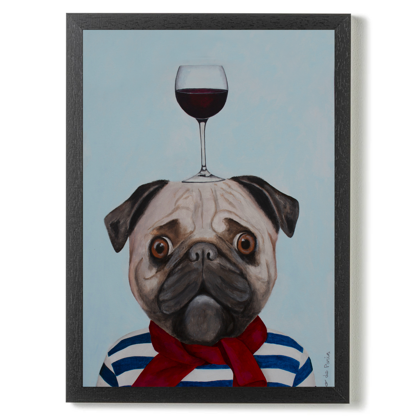 Pug with Wineglass by Coco Deparis