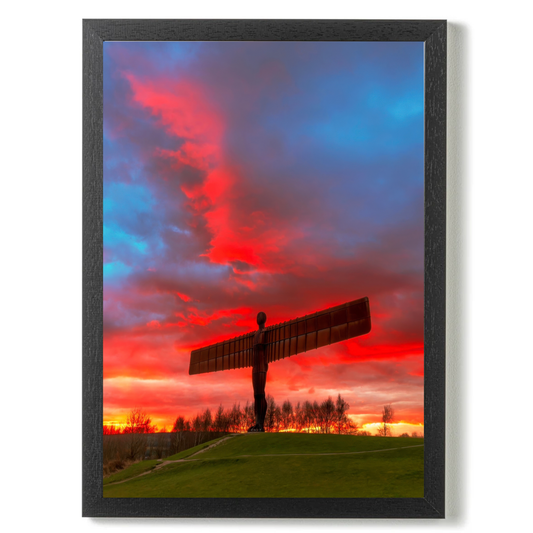 Glorious Red Sunset Clouds at the Angel of The North by Stevie Robinson