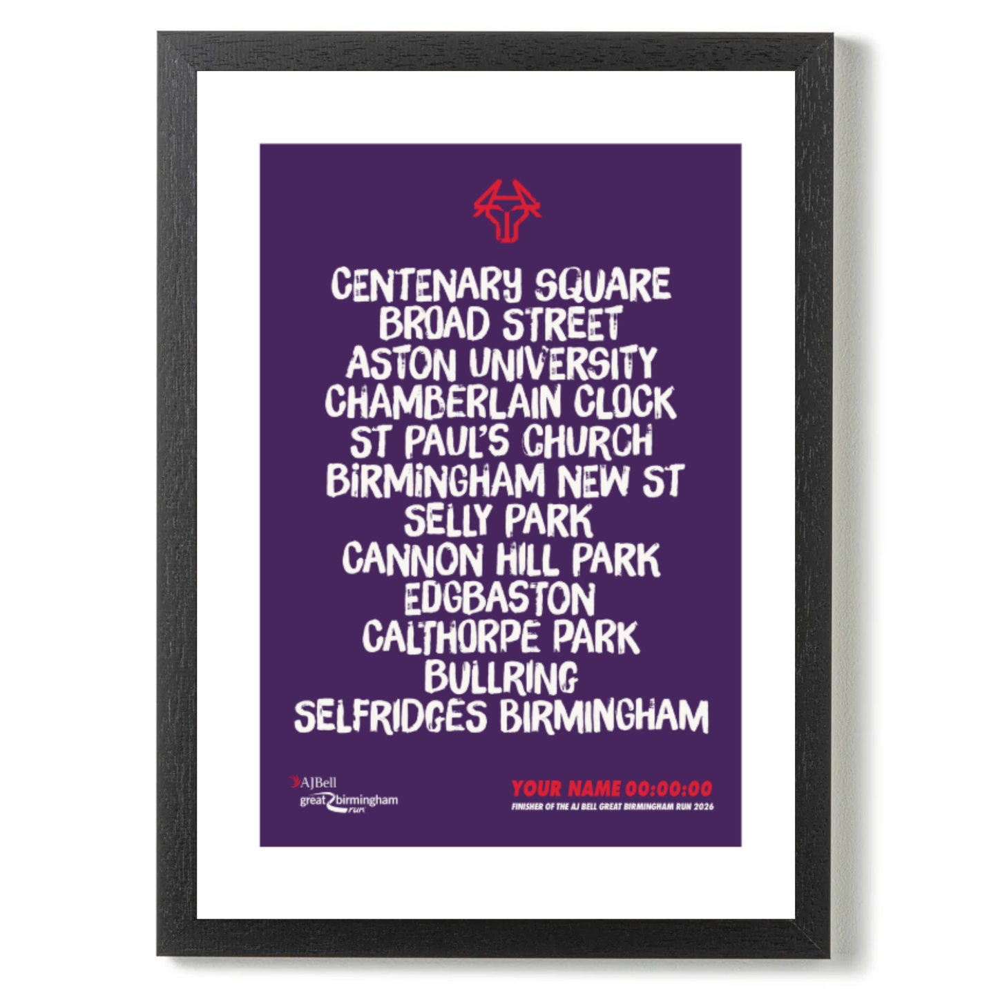AJ Bell Great Birmingham Run 2026 - Personalised Print “Locations” Edition