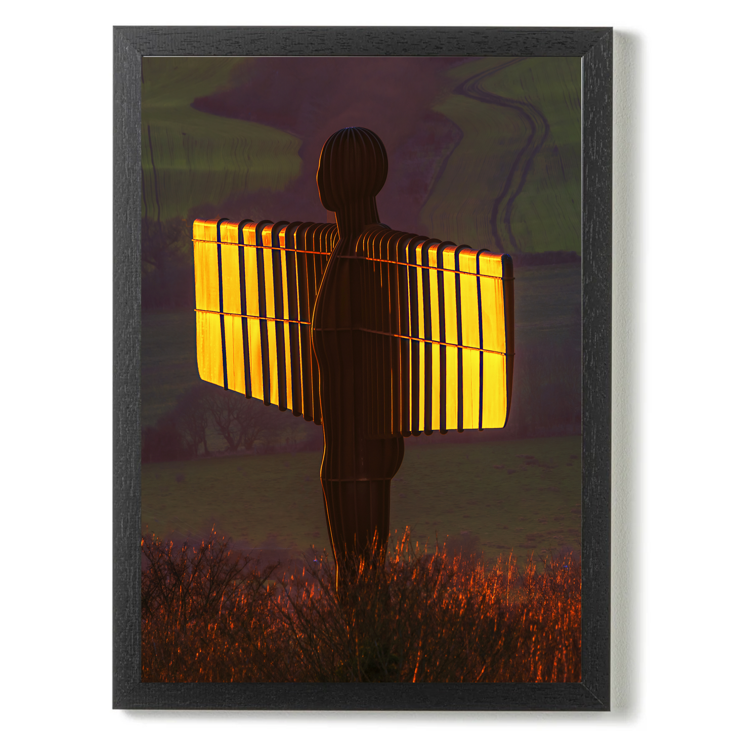 The Angel of The North With The Setting Sun Lighting Her Wings by Steven Robinson