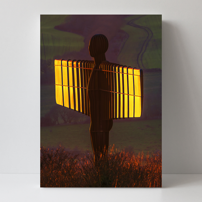 The Angel of The North With The Setting Sun Lighting Her Wings by Steven Robinson