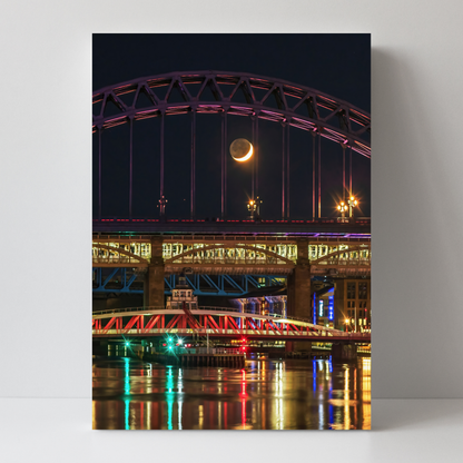 A Lovely Crescent Moon Between the Bars of the Tyne Bridge  by Steven Robinson