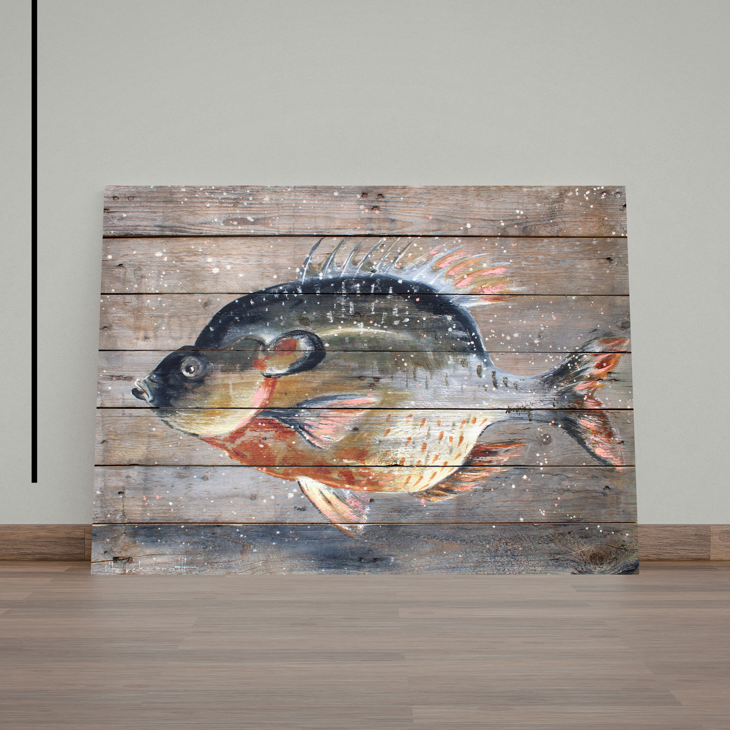 Catch Of The Day On Wood by STUDIO PAINT-ING