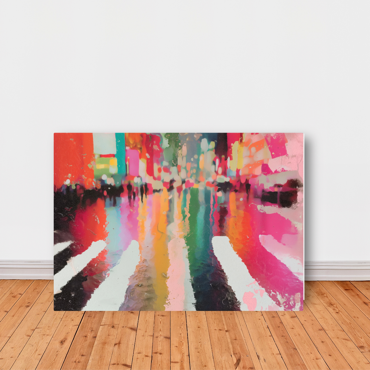 Neon Rain Crosswalk by Chromatic Storm Studio
