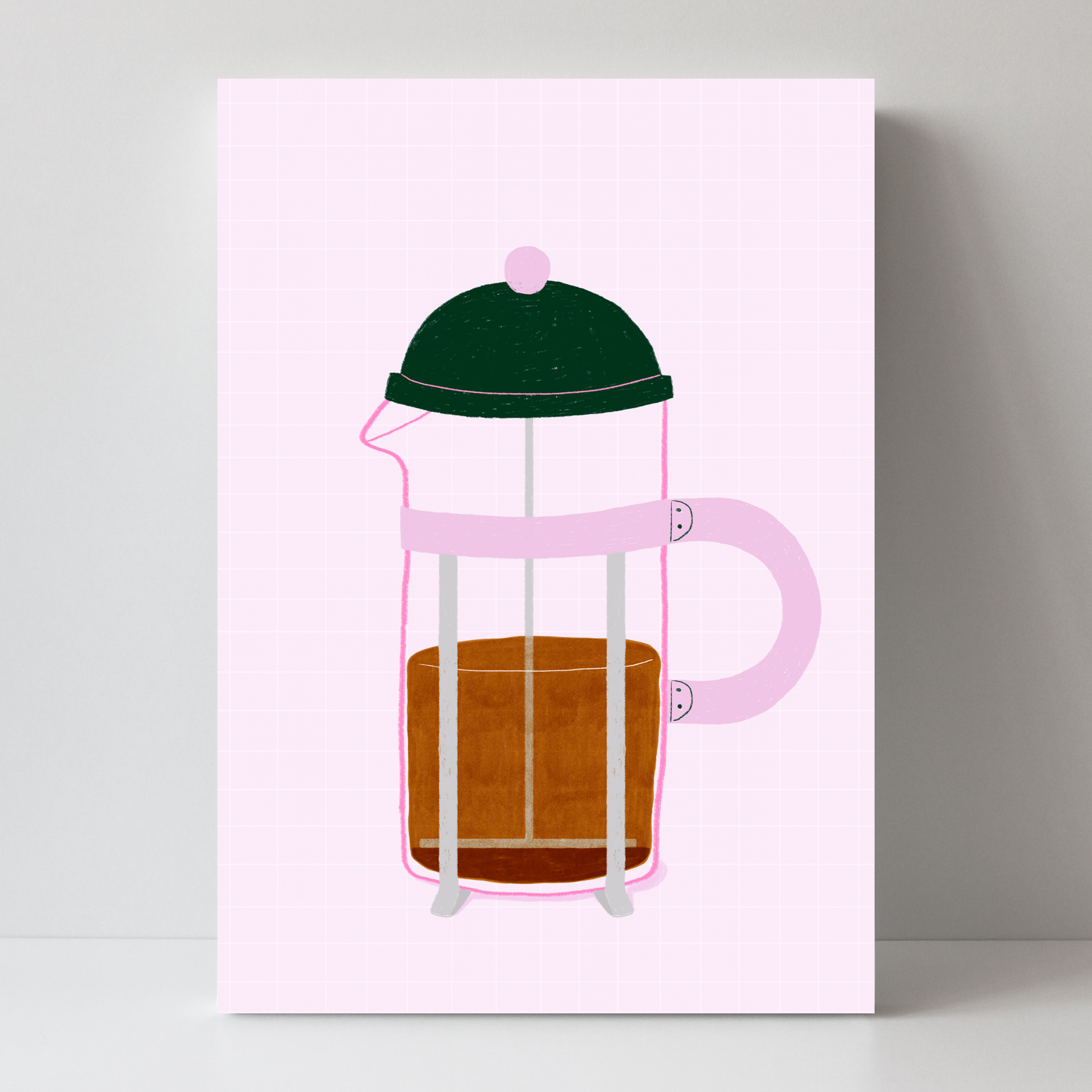 French Press Coffee Pink by Ani Vidotto