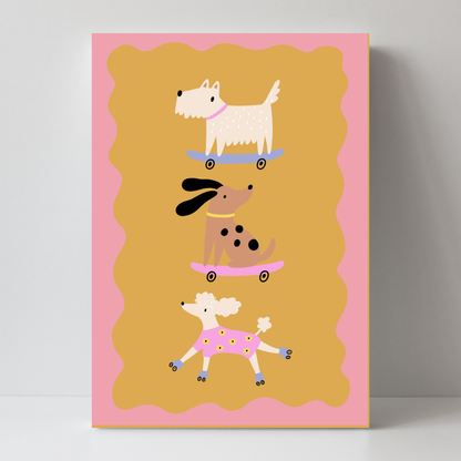 Roller Skating Dogs by Print Studio By Anya