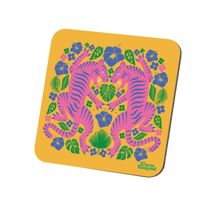 Tiger Friends - Square Coaster 4 pack by Carrie Cantwell