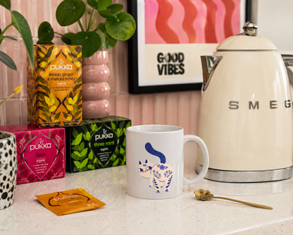 Purrcelin Cat No.01 - 11oz Mug by Carrie Cantwell