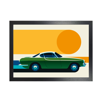 Green Vintage Sports Car Side by Bo Lundberg