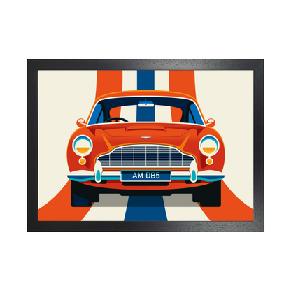 Red and Crème Sports Car Front with Stripe by Bo Lundberg