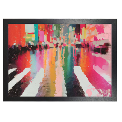 Neon Rain Crosswalk by Chromatic Storm Studio