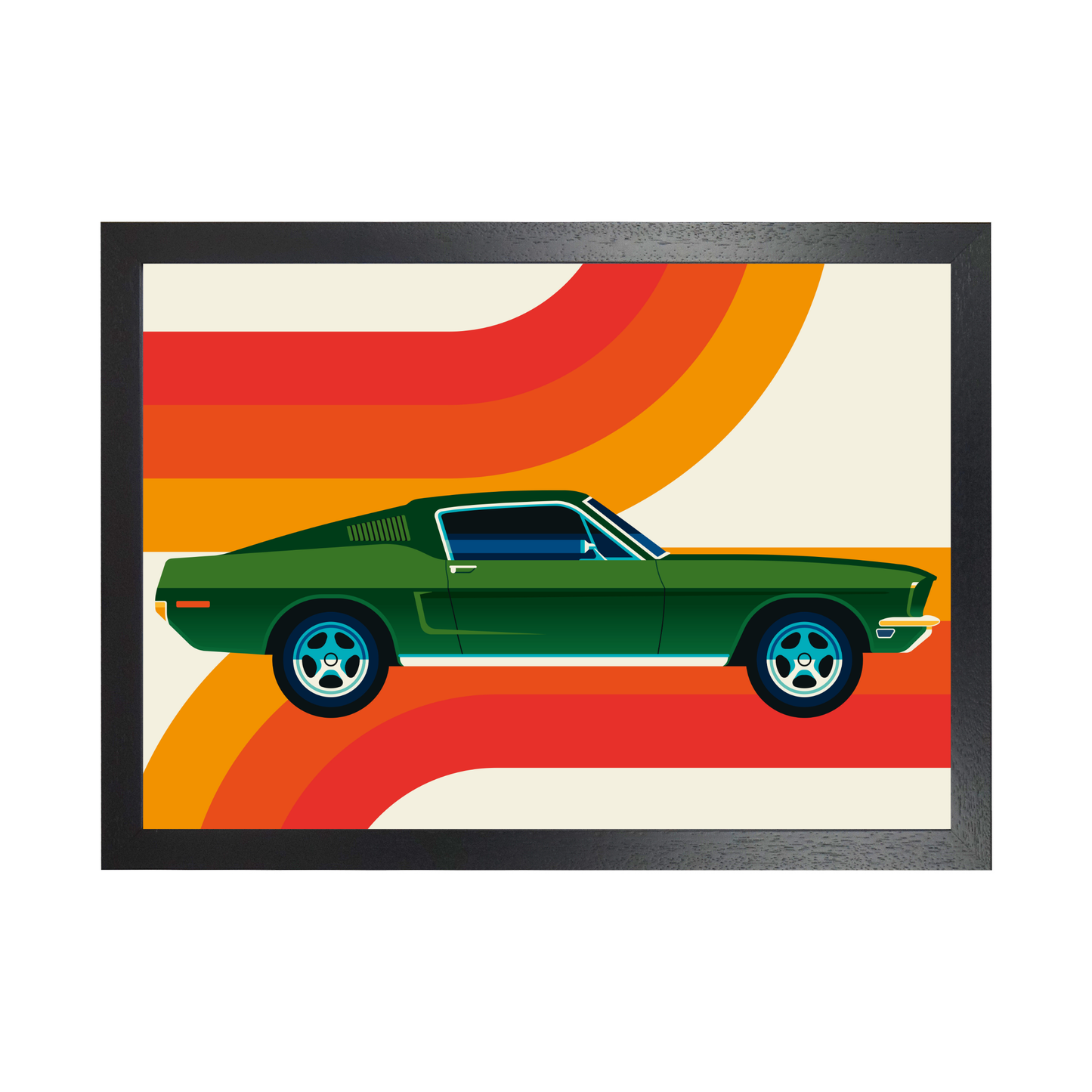 Green Vintage Sports Car with Stripes by Bo Lundberg