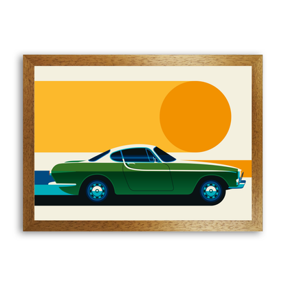 Green Vintage Sports Car Side by Bo Lundberg