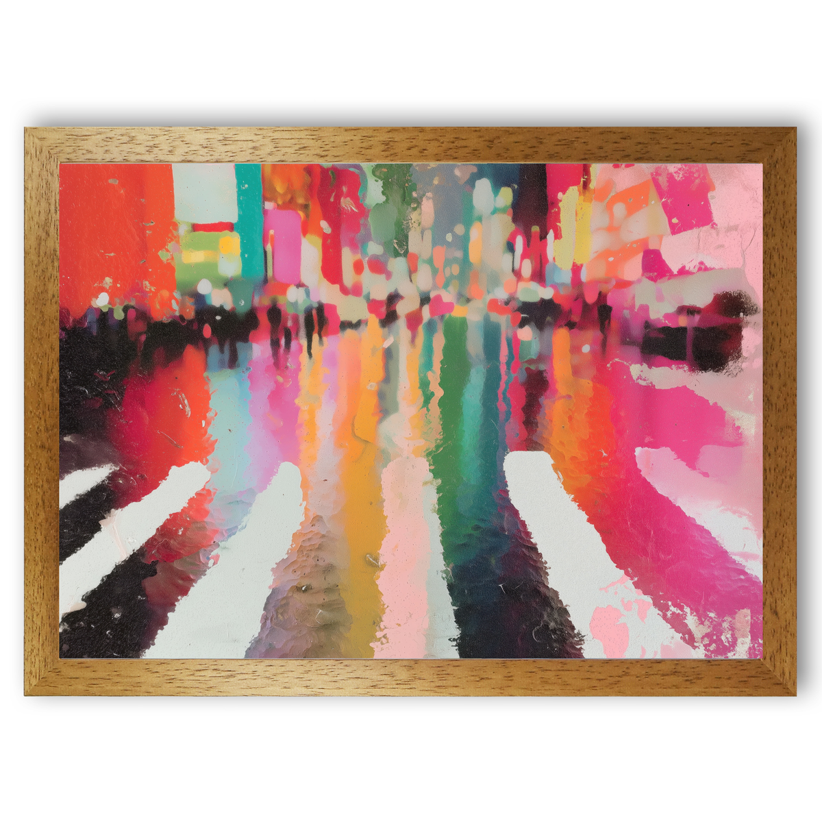 Neon Rain Crosswalk by Chromatic Storm Studio