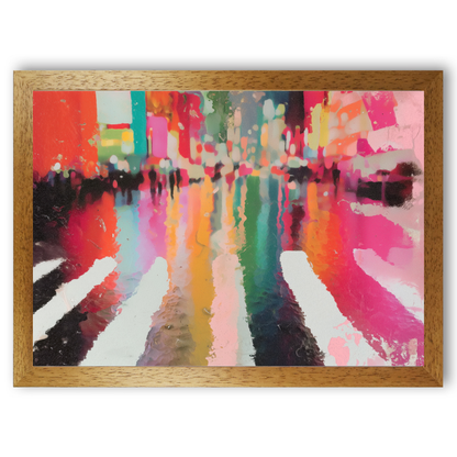 Neon Rain Crosswalk by Chromatic Storm Studio
