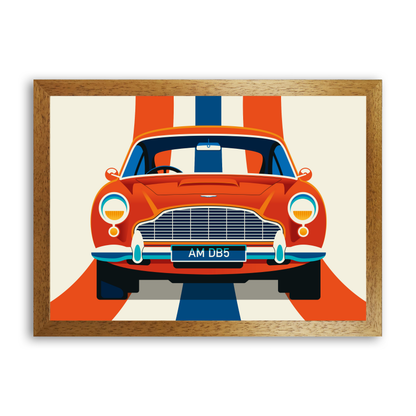Red and Crème Sports Car Front with Stripe by Bo Lundberg