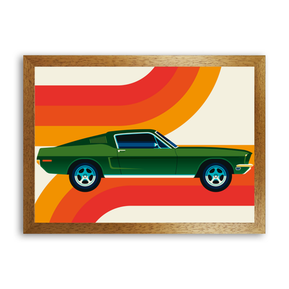 Green Vintage Sports Car with Stripes by Bo Lundberg