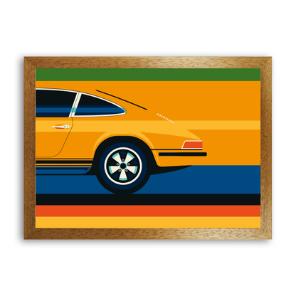 Orange Vintage Sports Car Side Back by Bo Lundberg