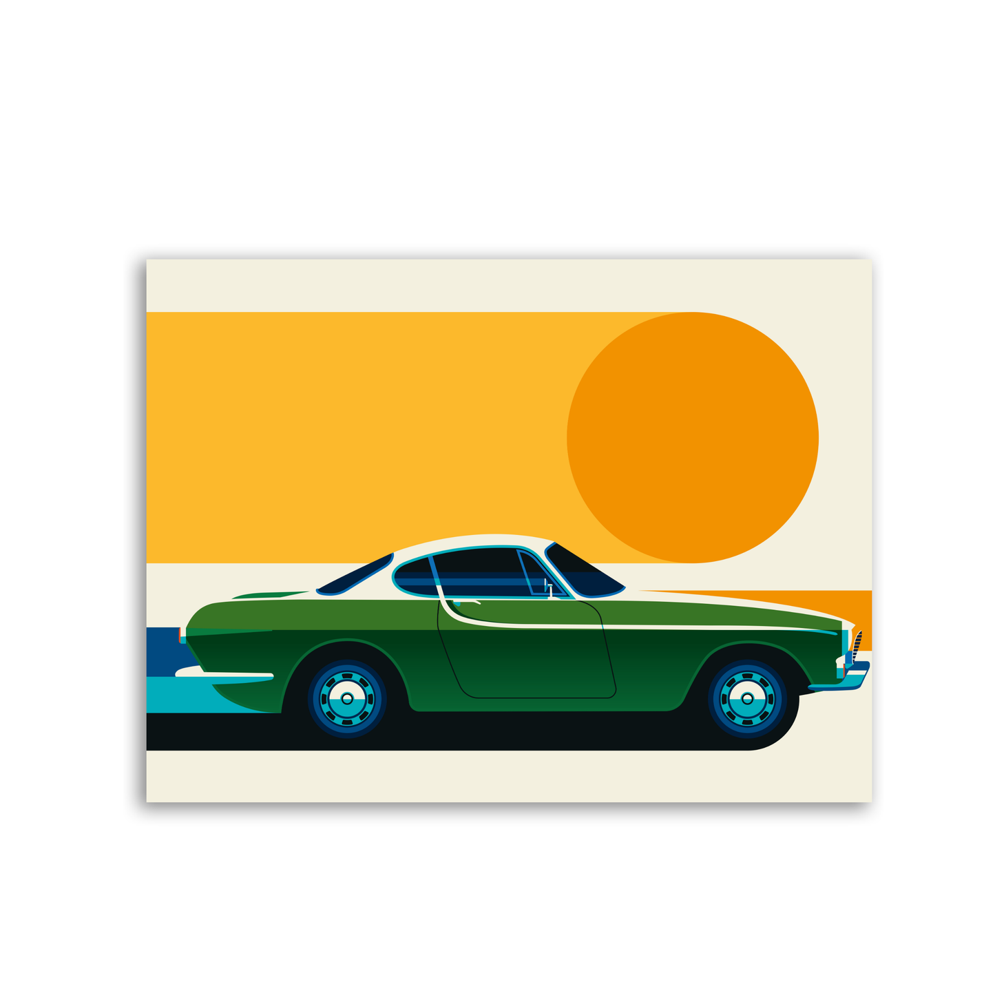 Green Vintage Sports Car Side by Bo Lundberg