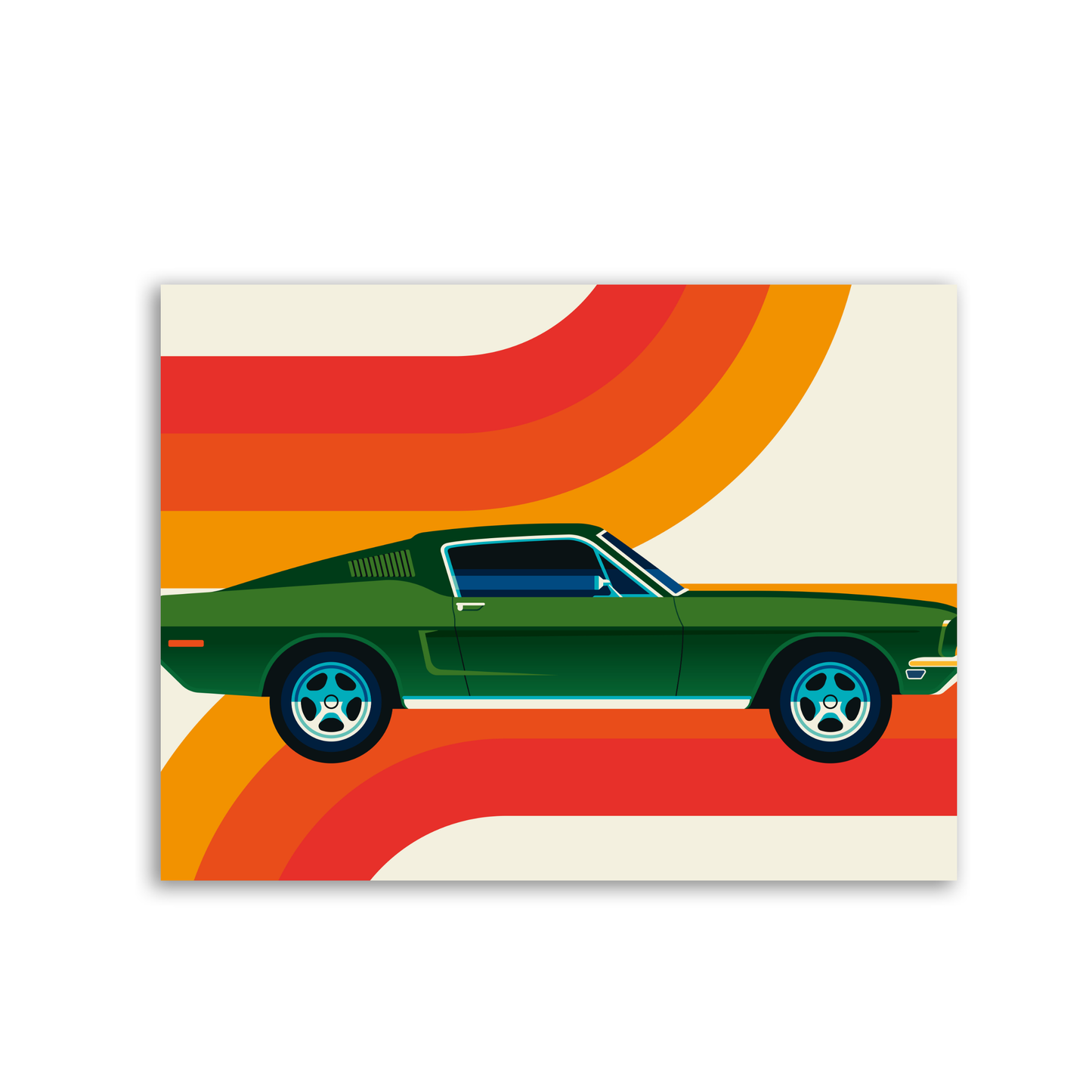 Green Vintage Sports Car with Stripes by Bo Lundberg