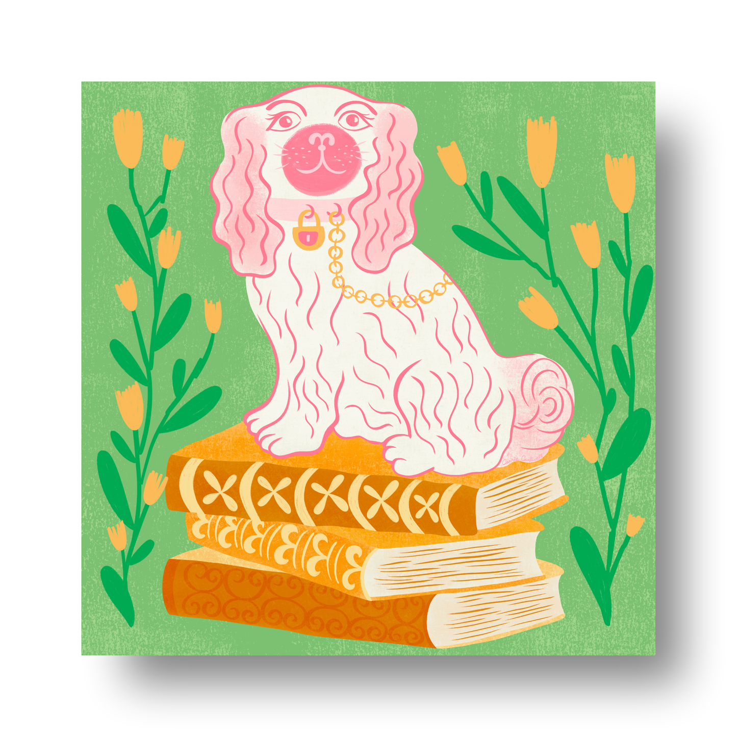 Pink Staffordshire Dog by Carrie Cantwell