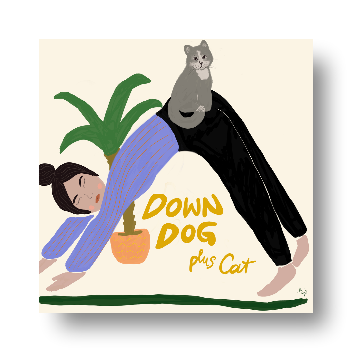Down Dog With Cat by Alix Campbell Art
