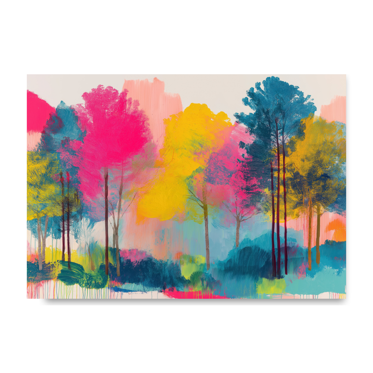 Colourful Trees Fading Into Mist by Chromatic Storm Studio