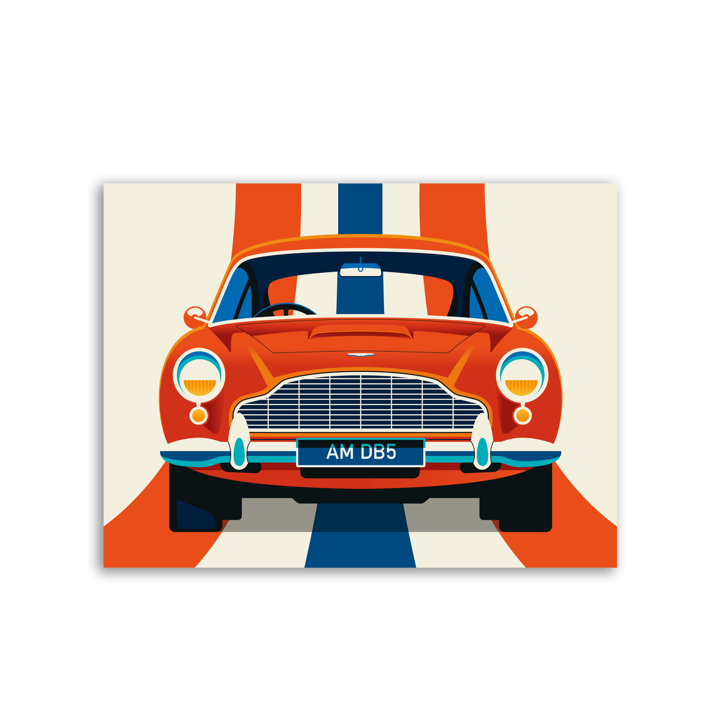 Red and Crème Sports Car Front with Stripe by Bo Lundberg