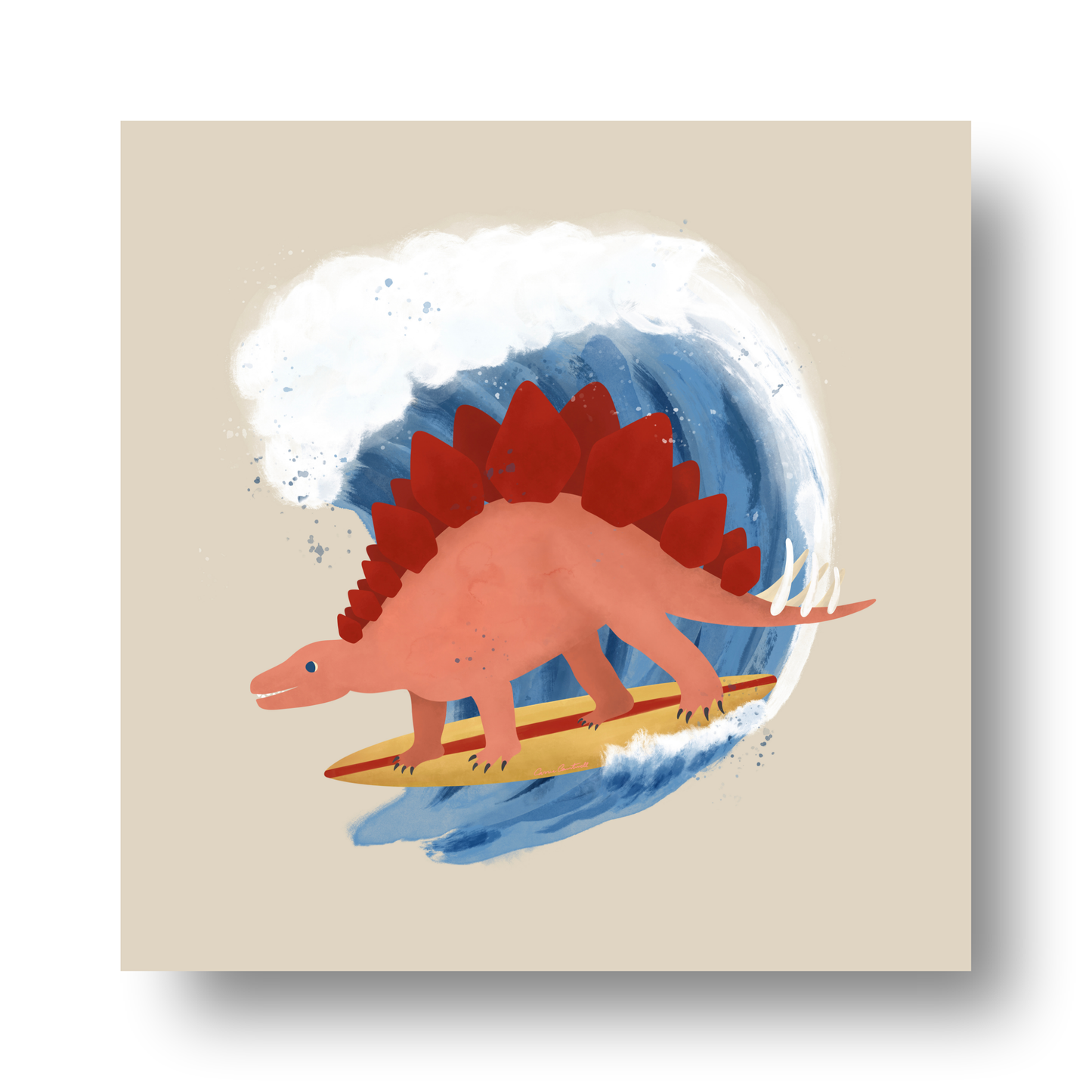 Surfing Stegosaurus by Carrie Cantwell