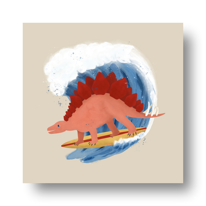 Surfing Stegosaurus by Carrie Cantwell