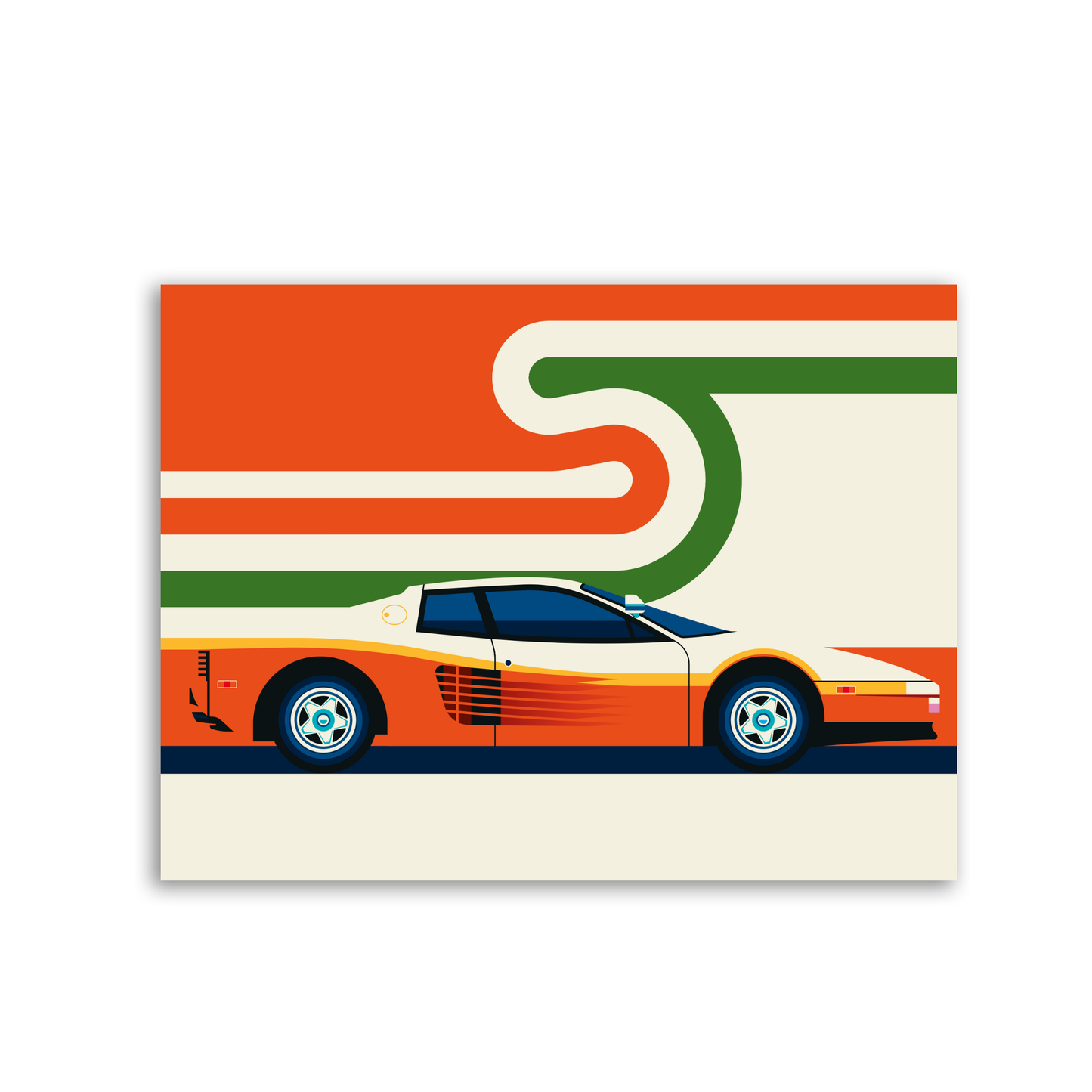 Red and Crème Sports Car Side by Bo Lundberg