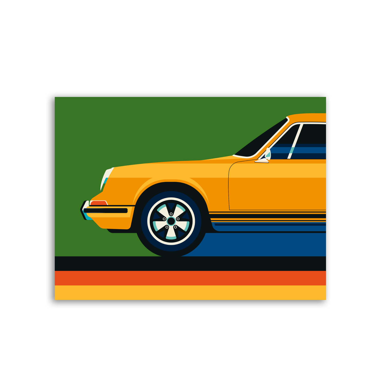 Orange Vintage Sports Car Side Front by Bo Lundberg