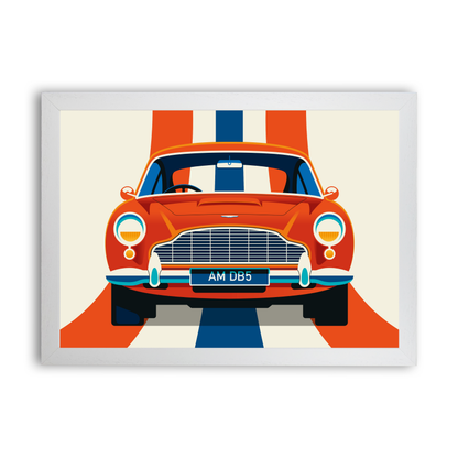 Red and Crème Sports Car Front with Stripe by Bo Lundberg