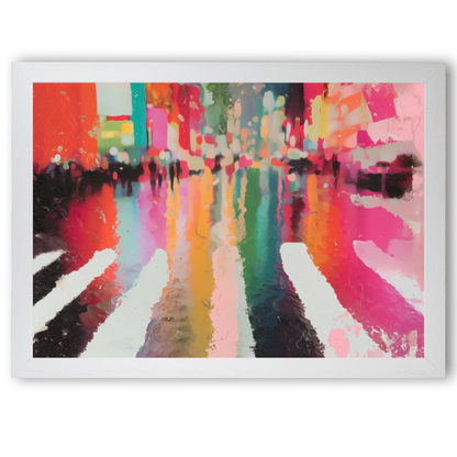 Neon Rain Crosswalk by Chromatic Storm Studio