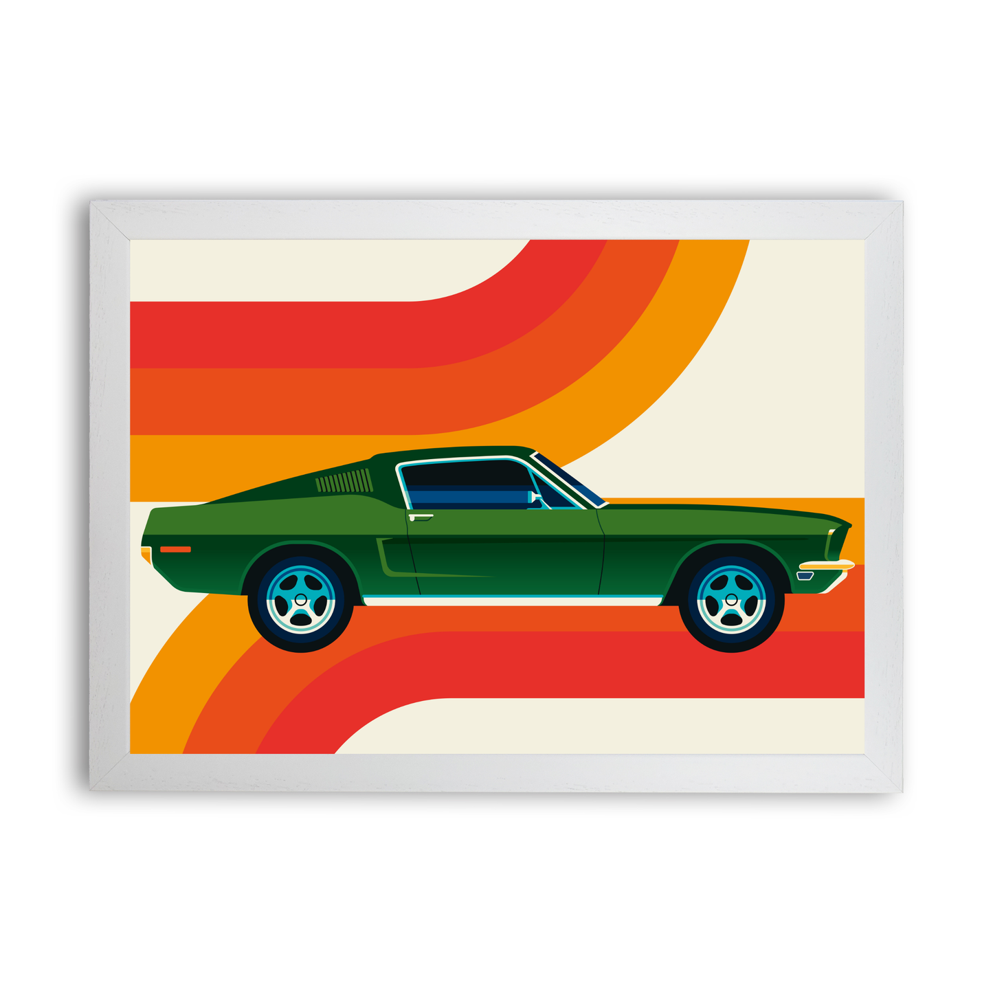 Green Vintage Sports Car with Stripes by Bo Lundberg