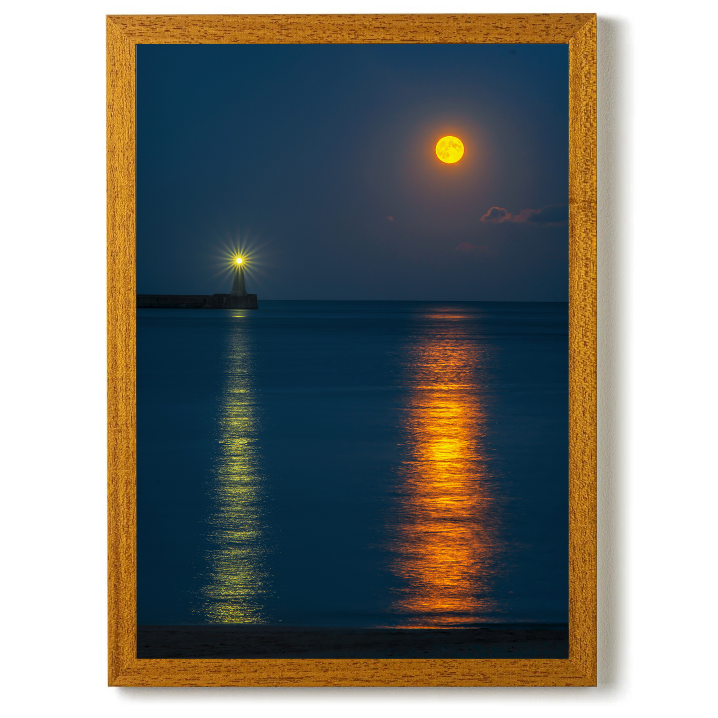 Moon and Lighthouse Reflections at Tynemouth by Steven Robinson
