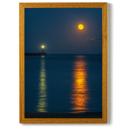 Moon and Lighthouse Reflections at Tynemouth by Steven Robinson
