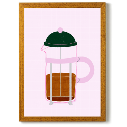 French Press Coffee Pink by Ani Vidotto