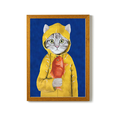 Cat With Fish by Coco Deparis