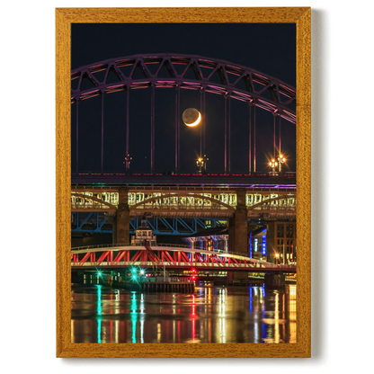 A Lovely Crescent Moon Between the Bars of the Tyne Bridge  by Steven Robinson