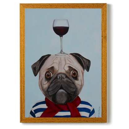 Pug with Wineglass by Coco Deparis