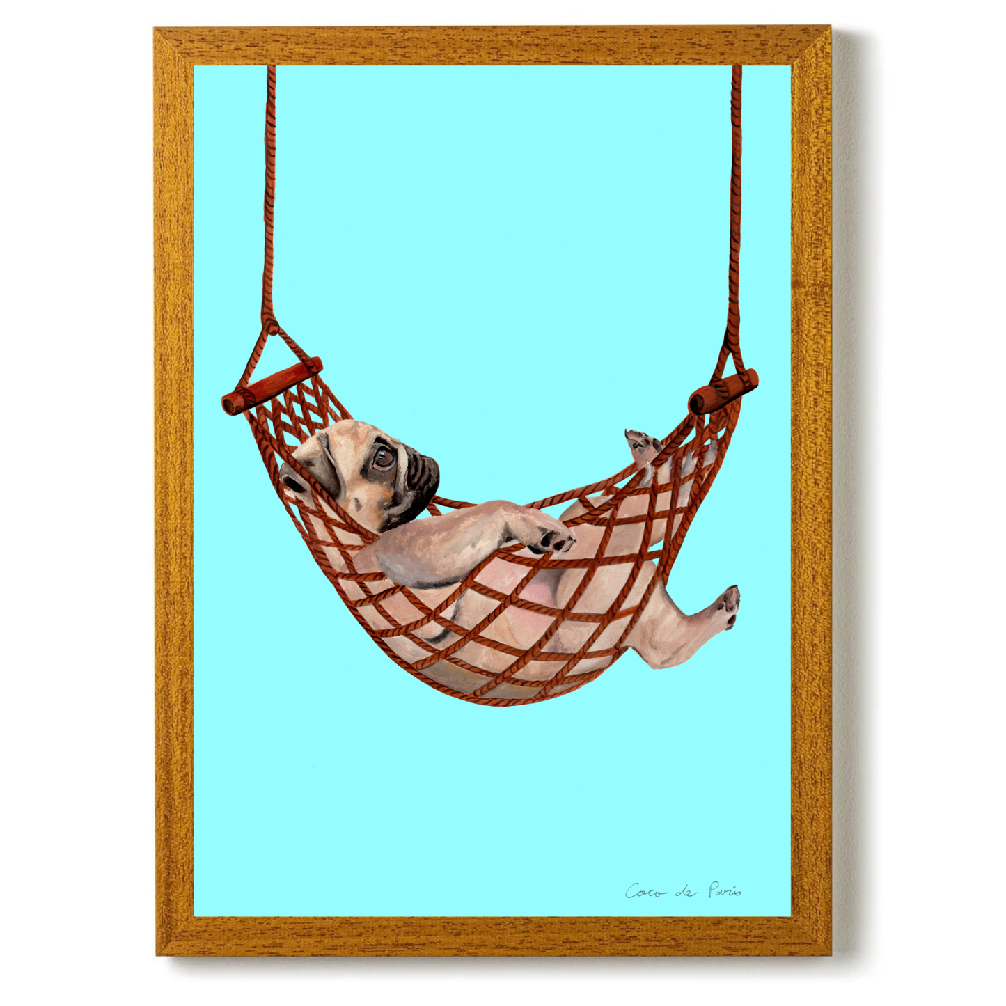 Pug in Hammock by Coco Deparis