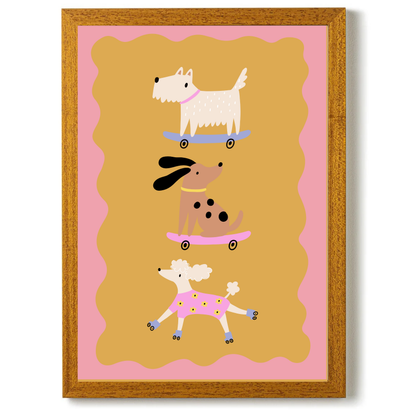 Roller Skating Dogs by Print Studio By Anya