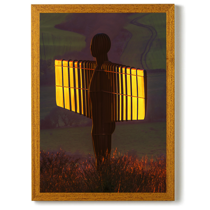 The Angel of The North With The Setting Sun Lighting Her Wings by Steven Robinson