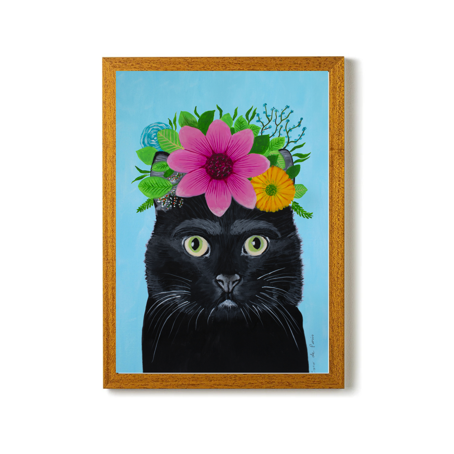 Frida Kahlo Black Cat Blue by Coco Deparis